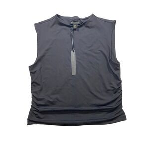 House of Harlow 1960 Black Ruched Sleeveless‎ Mock Neck Top Women's XL NWT
